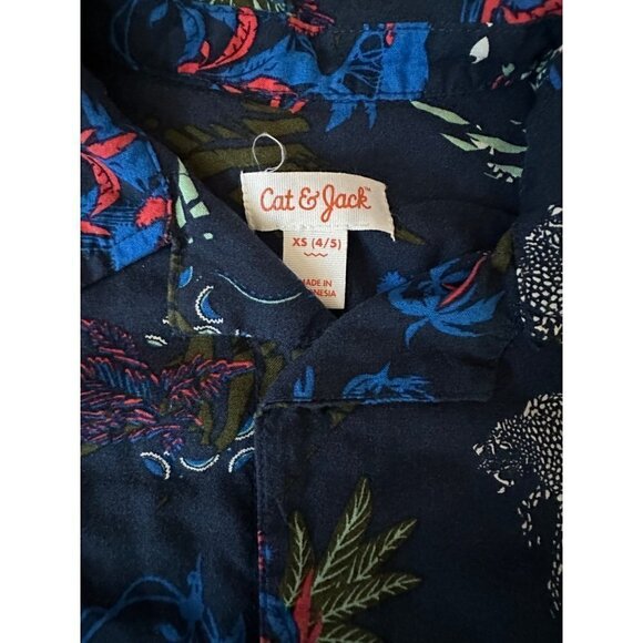 Cat and Jack Tropical Hawaiian button down shirt size XS 4/5 - Picture 3 of 3